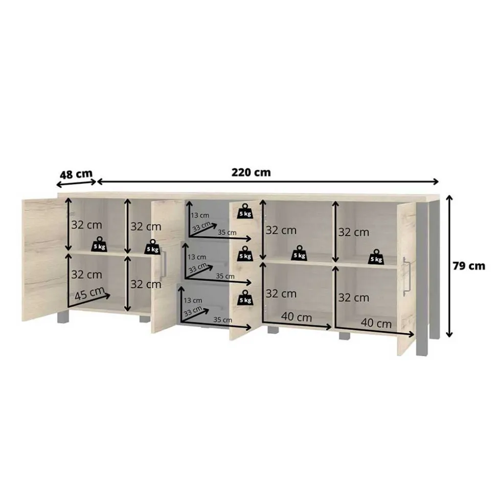 220 cm Sideboard Zepp