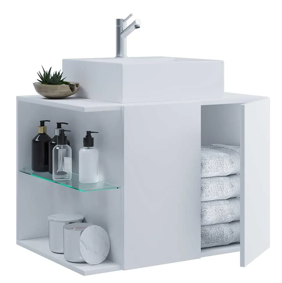 Badezimmer Schrank weiß Pseidoca