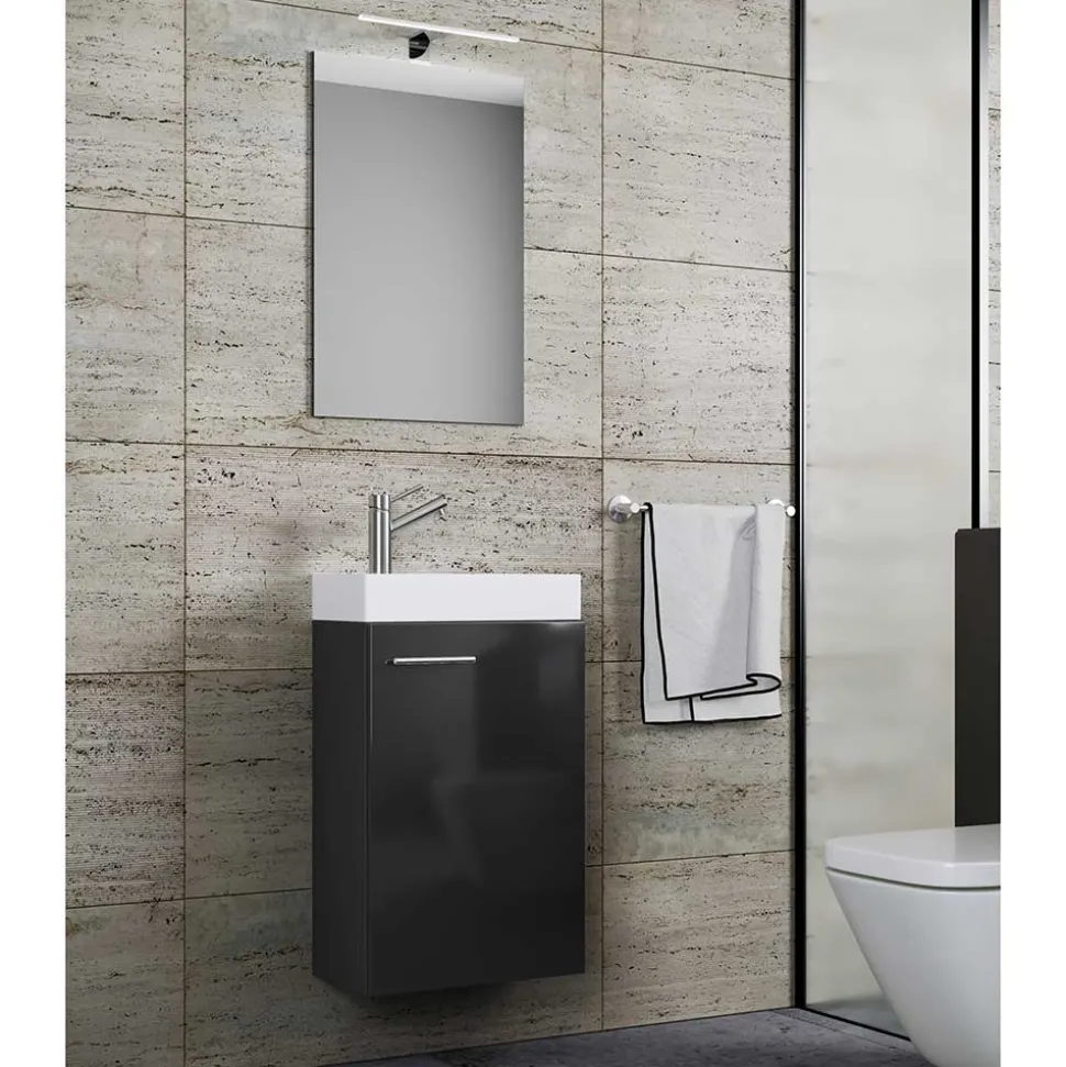 Badezimmermöbel Set in Schwarz Emlina