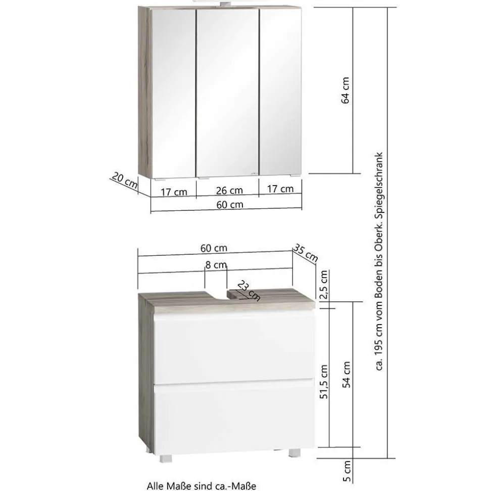 Badezimmerset mit Spiegelschrank Lactona