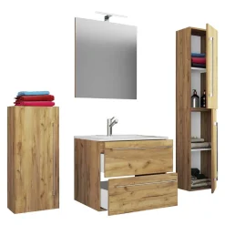 Badmöbel-Set Holzoptik Enlino
