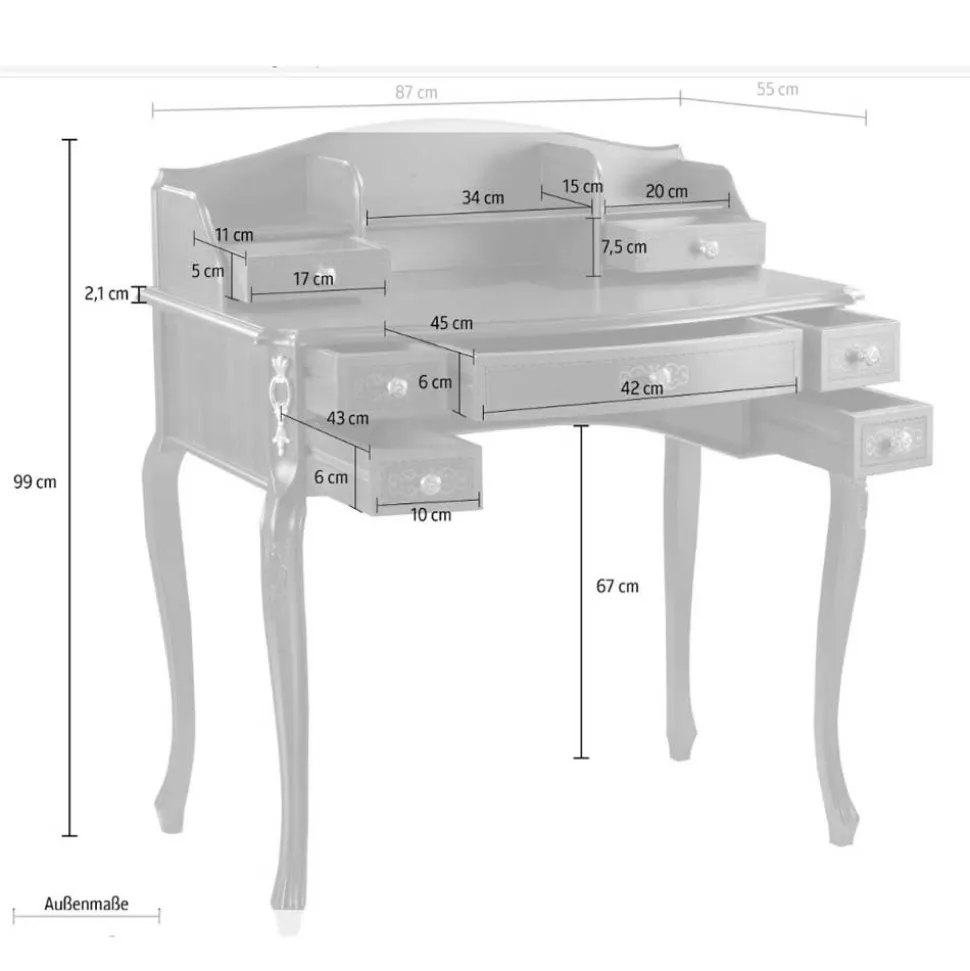 Barock Schreibtisch und Stuhl Marzonas