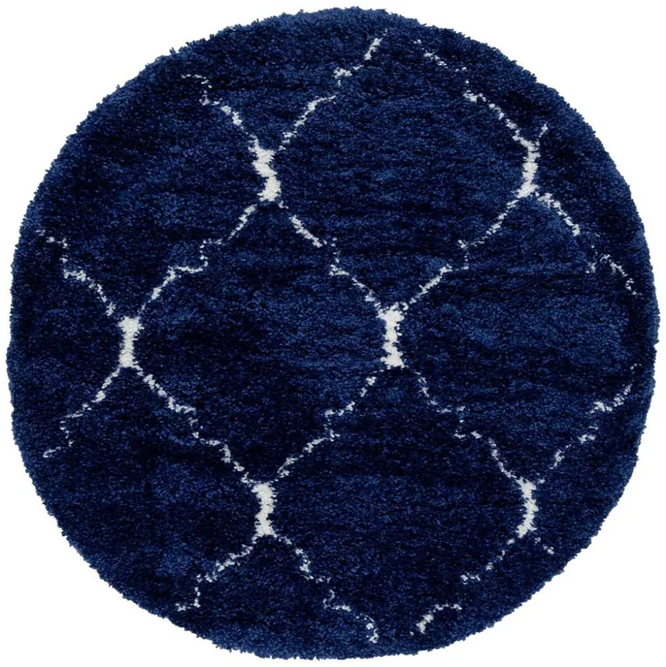 Blauer Langflor Teppich Russell