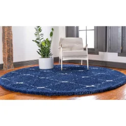 Blauer Langflor Teppich Russell