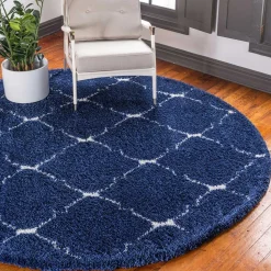 Blauer Langflor Teppich Russell