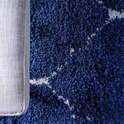 Blauer Langflor Teppich Russell