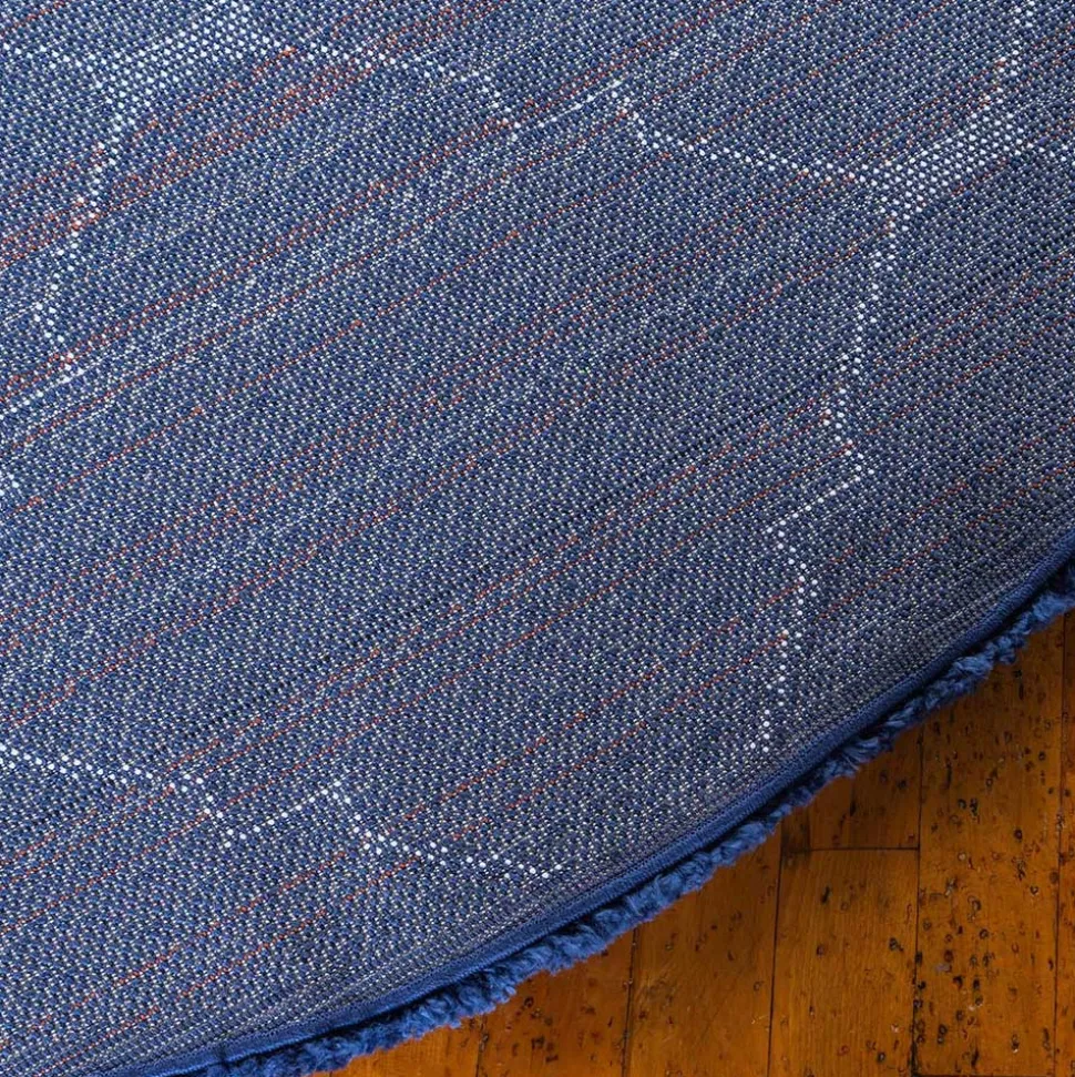 Blauer Langflor Teppich Russell