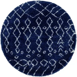 Blauer Shaggy Teppich Vulin