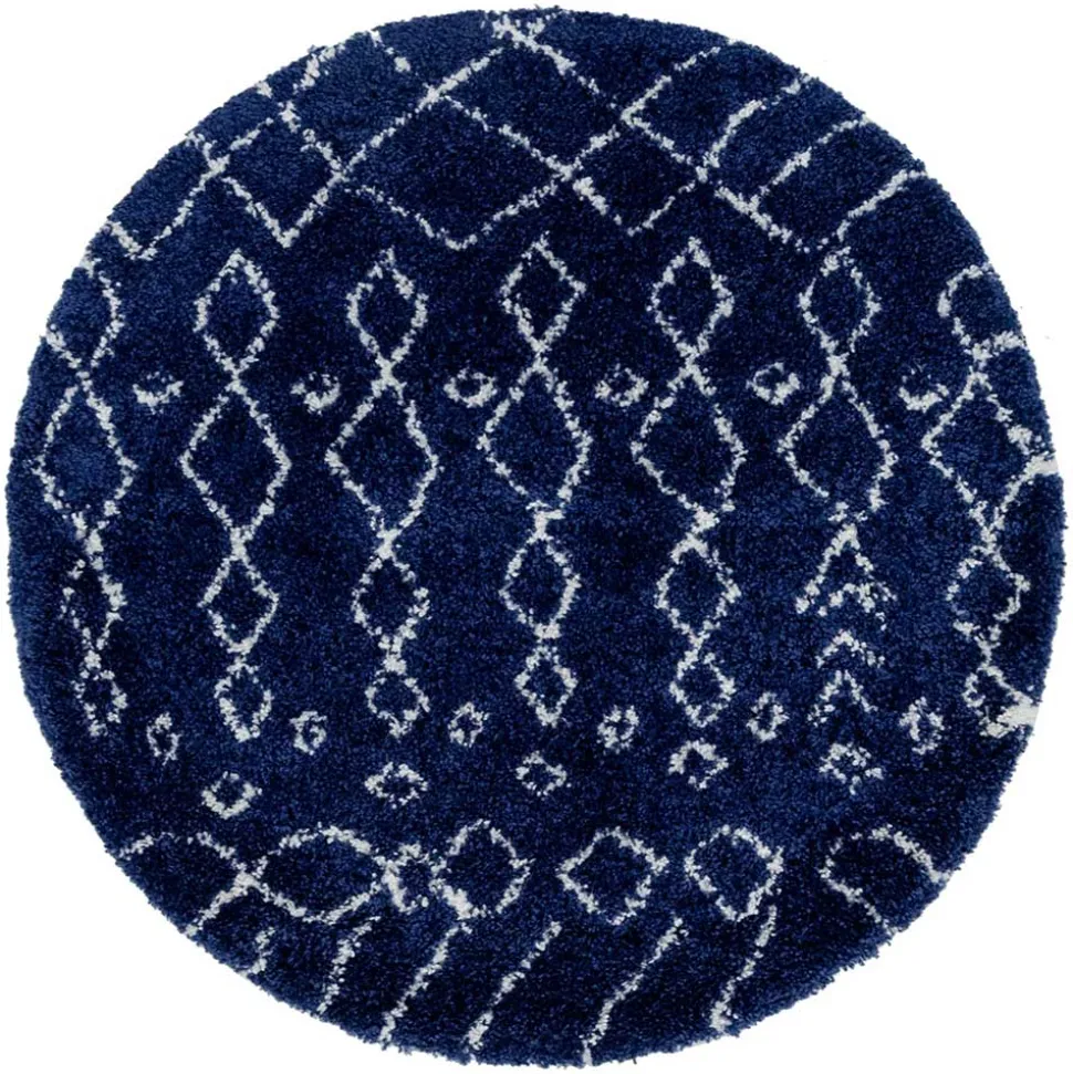 Blauer Shaggy Teppich Vulin