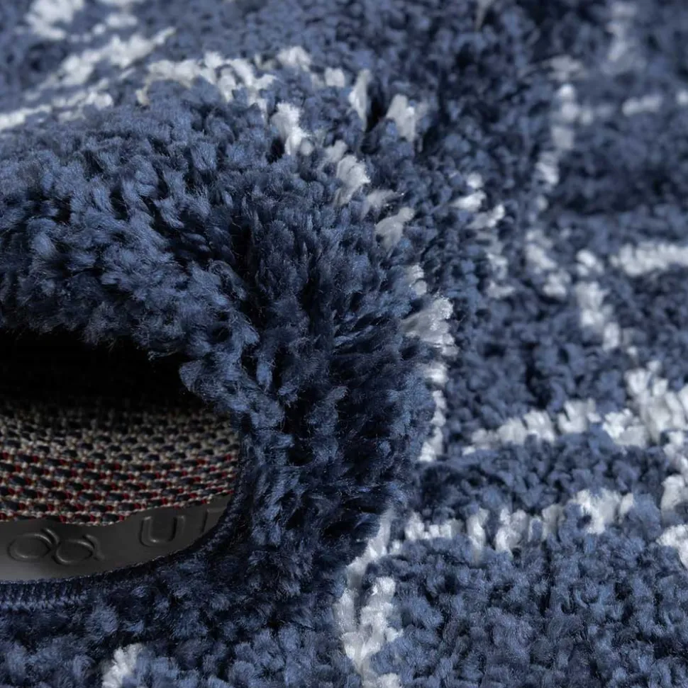 Blauer Shaggy Teppich Vulin