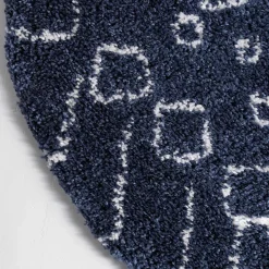 Blauer Shaggy Teppich Vulin