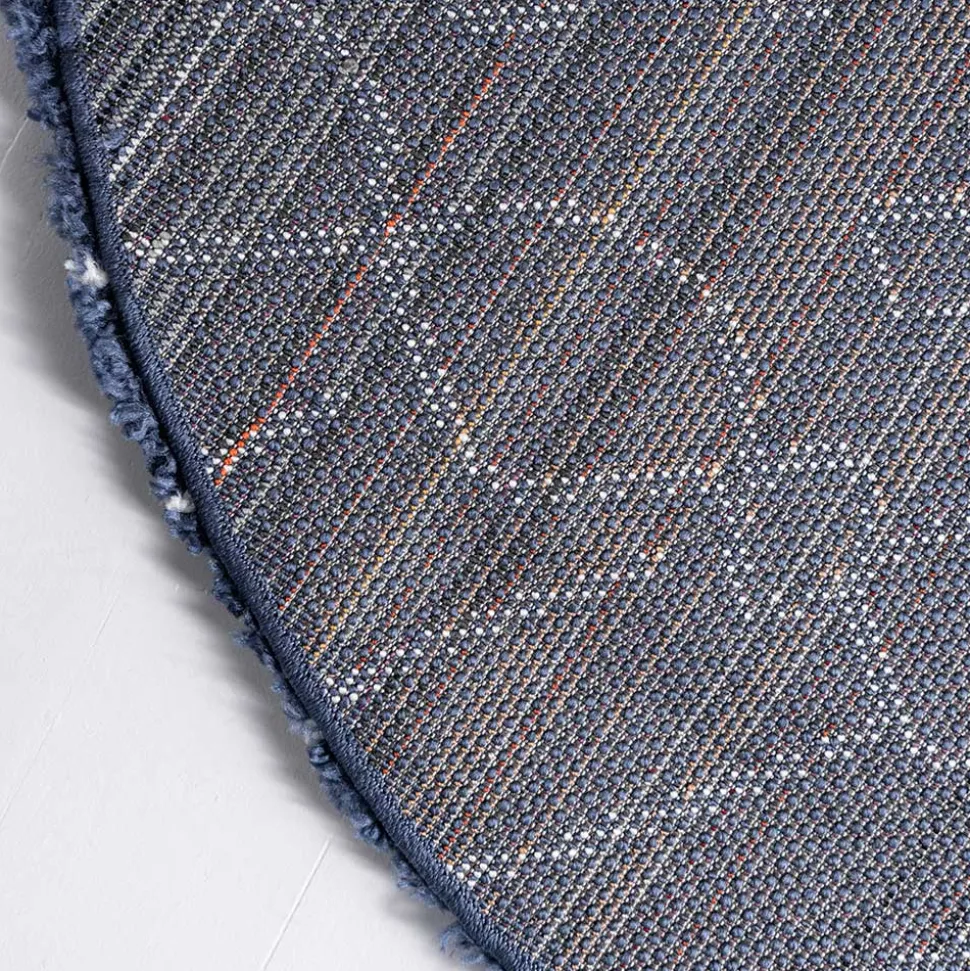 Blauer Shaggy Teppich Vulin