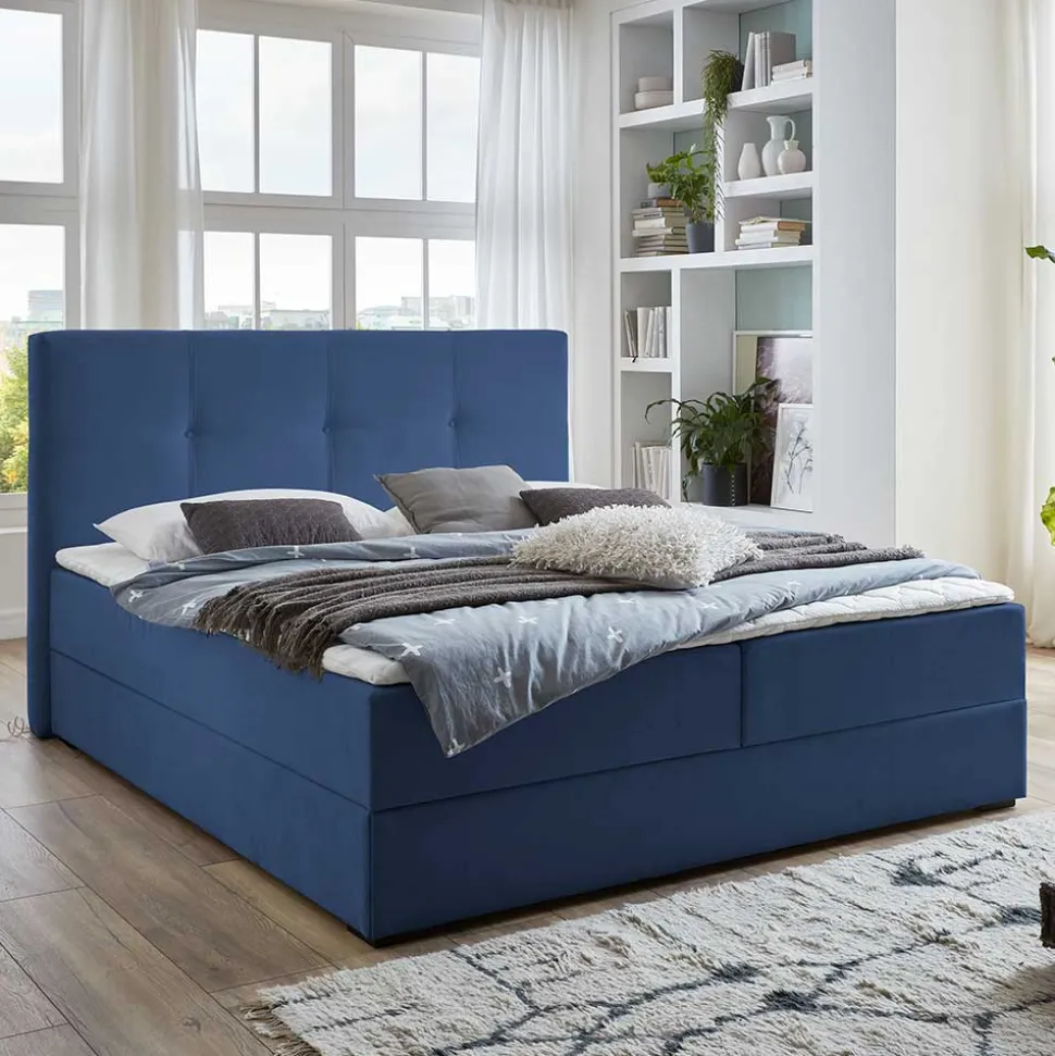 Blaues Boxspringbett Saragoza