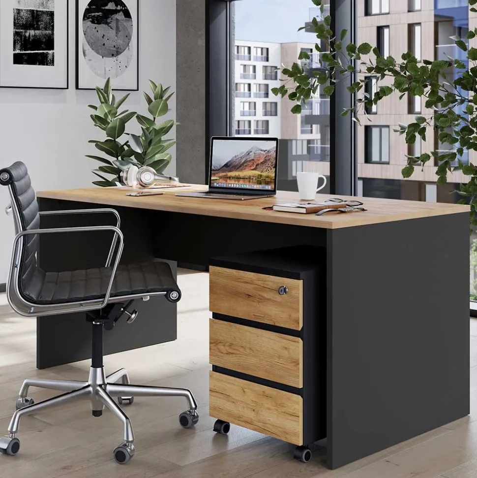 Bürotisch mit Rollcontainer Charin