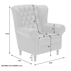 Chesterfield Ohrenbackensessel Hambor