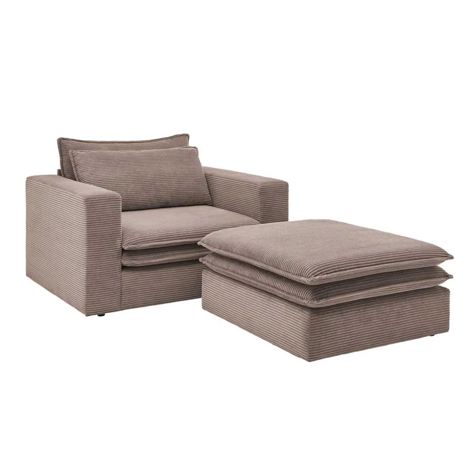 Cord Sessel und Hocker Mejan
