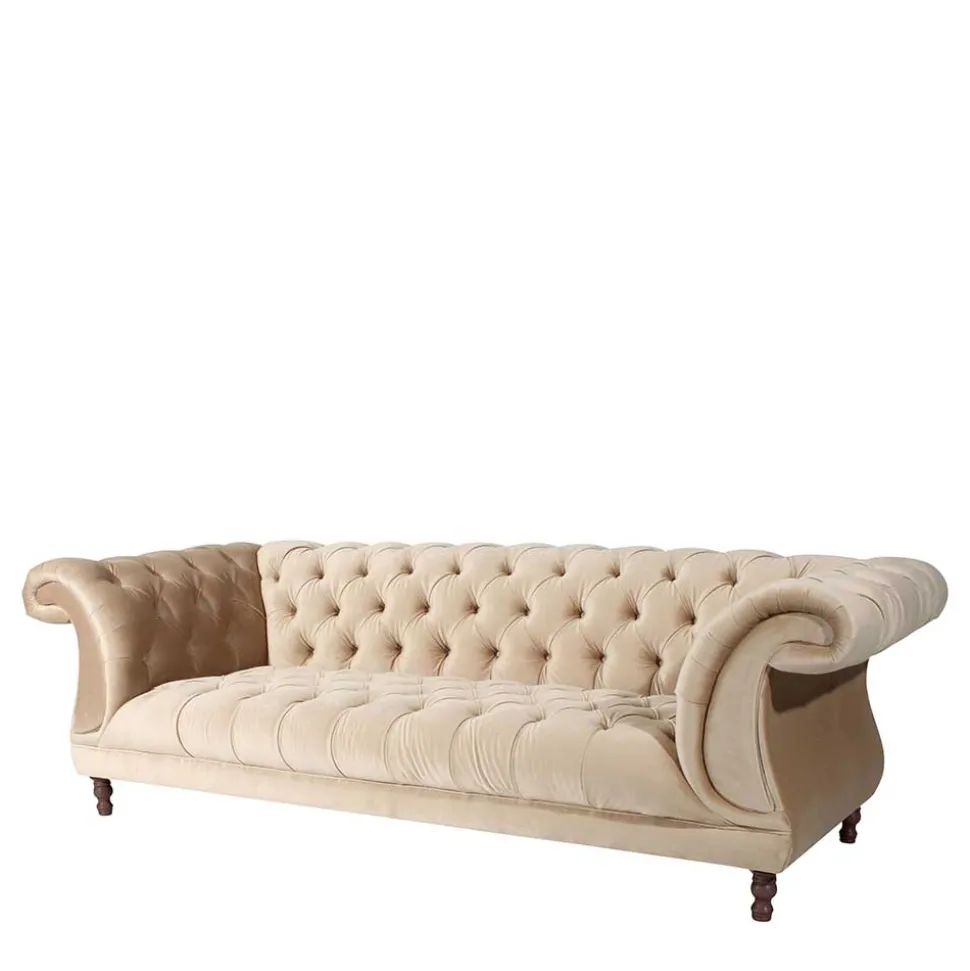 Couch Samtvelours Beige Segin