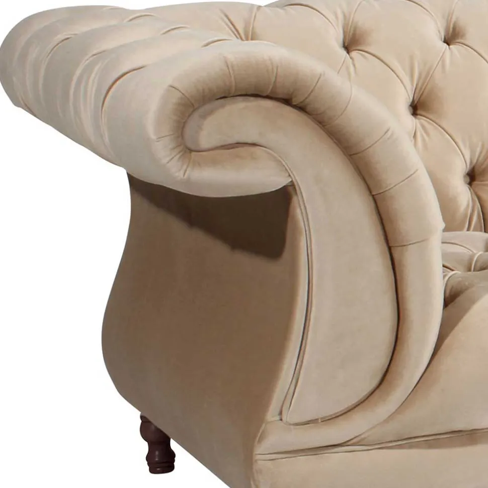 Couch Samtvelours Beige Segin