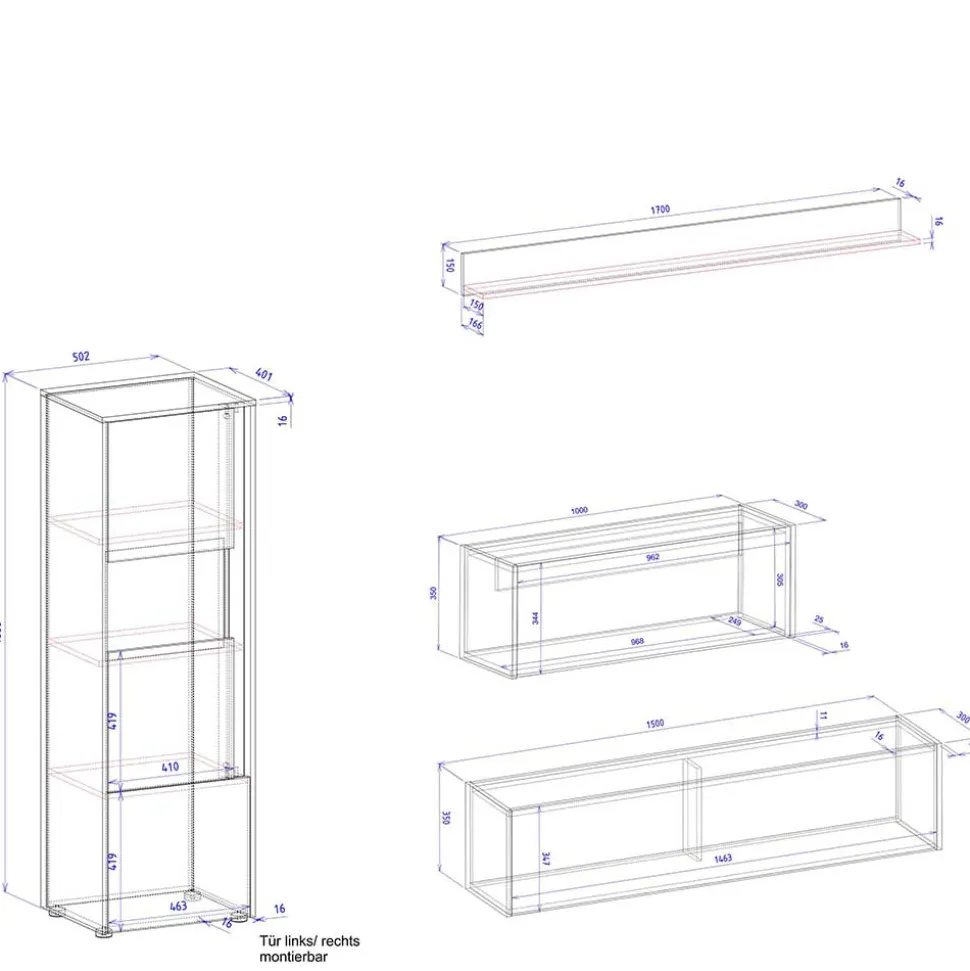 Design Wohnwand mit Schreibtisch Rascian