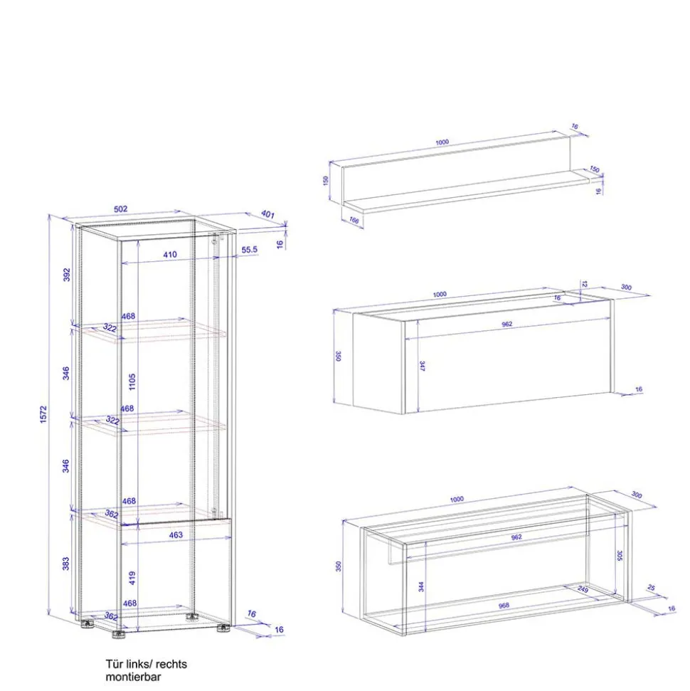 Design Wohnwand mit Schreibtisch Uzniana