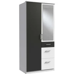Drehtürenkleiderschrank mit Spiegel Tolofoa