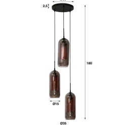 3-flammige Hängeleuchte Funius