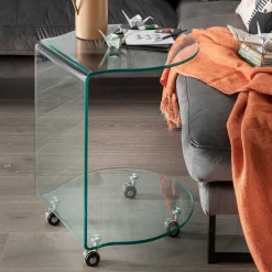 Glastisch mit Rollen Clairy