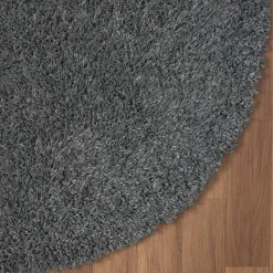 Grauer Hochflor Teppich Fachet