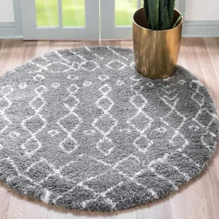 Grauer Hochflor Teppich Jeys