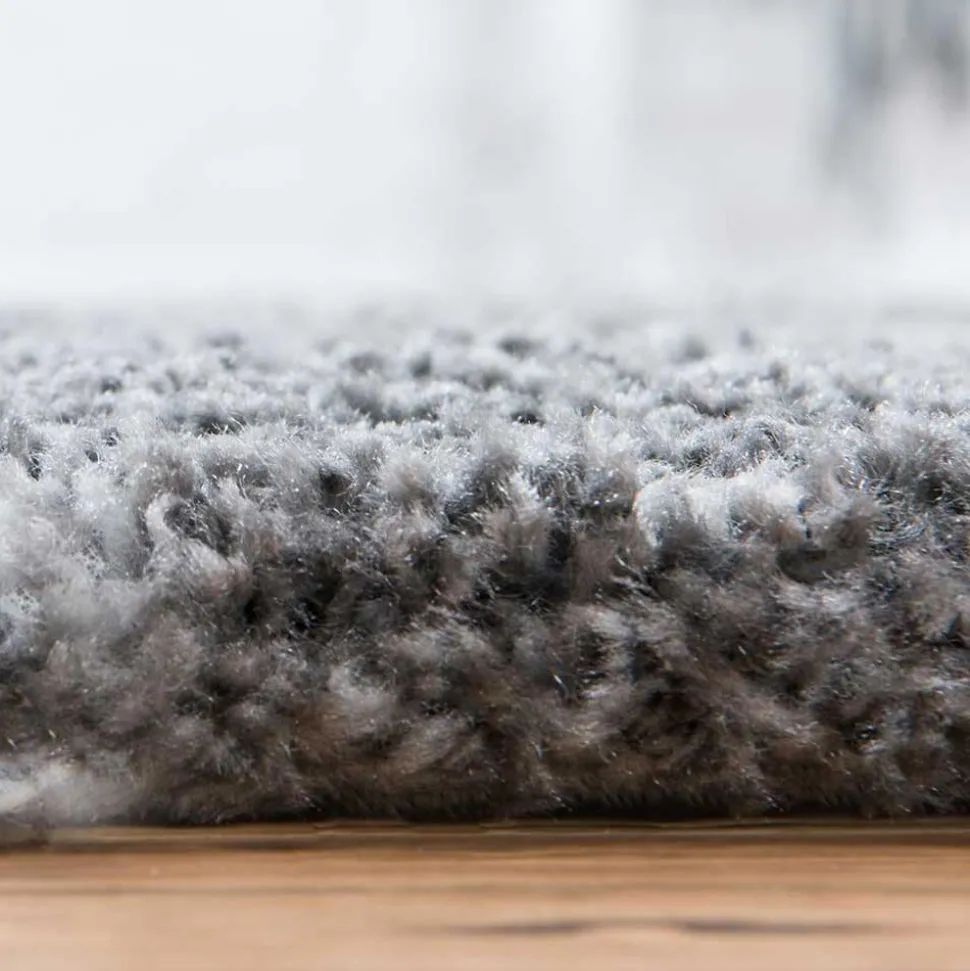 Grauer Hochflor Teppich Jeys