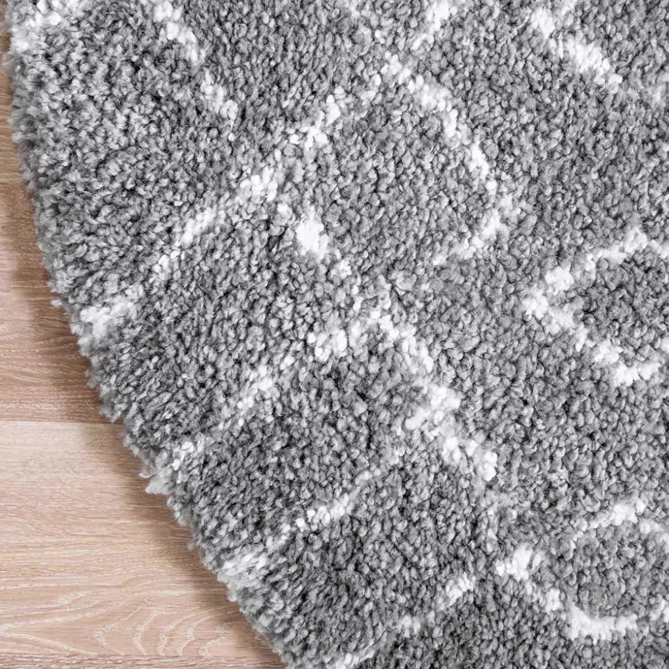 Grauer Hochflor Teppich Jeys
