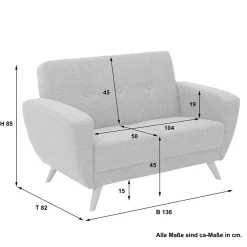 Graues Zweiersofa Rujona