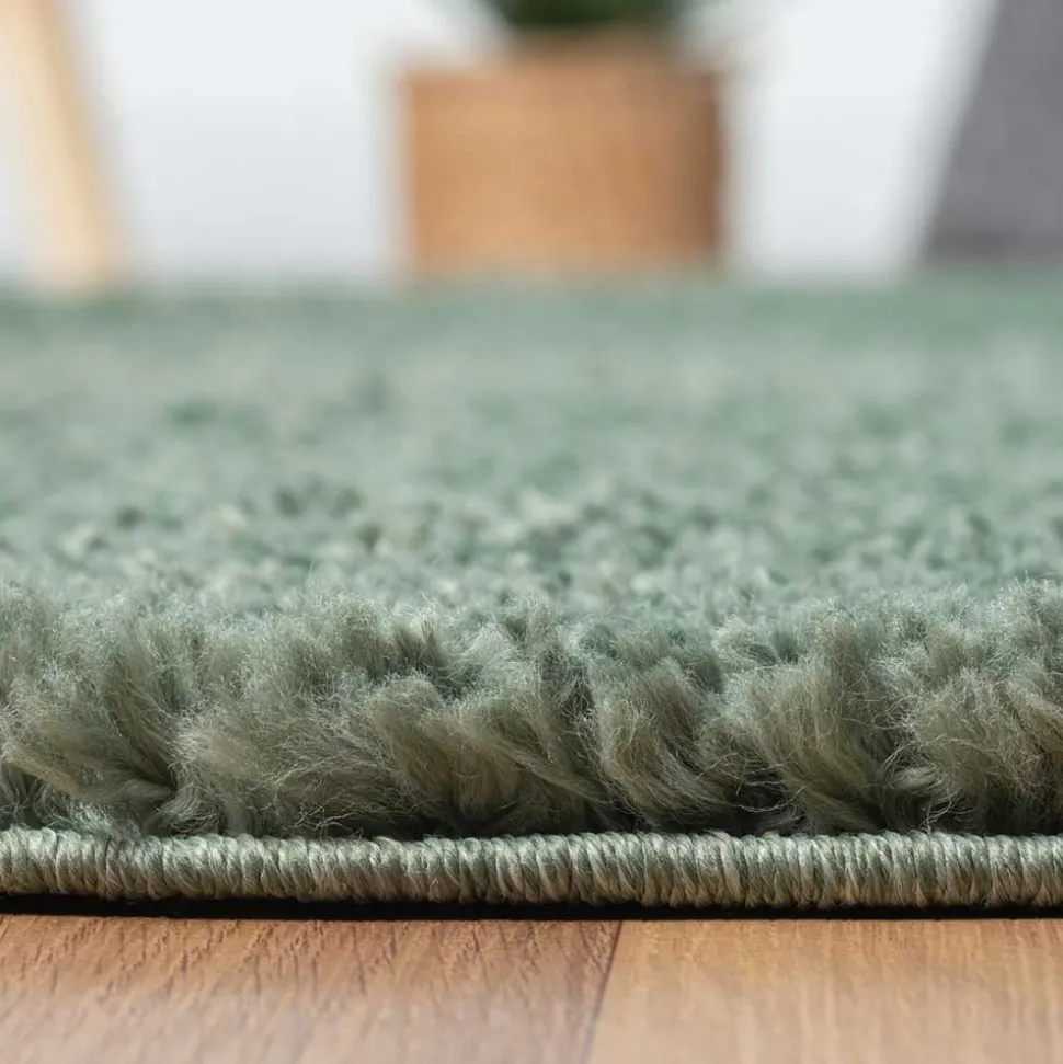 Grüner Shaggy Teppich Dream