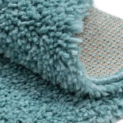 Hellblauer Hochflor Teppich Kairawan