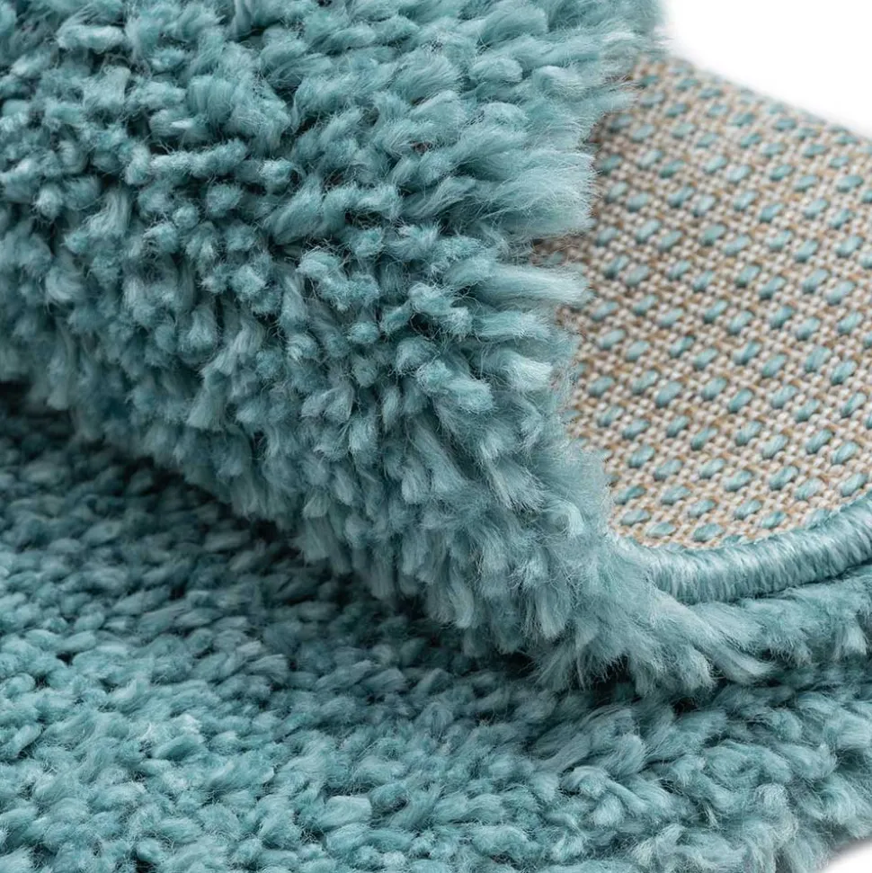 Hellblauer Hochflor Teppich Kairawan