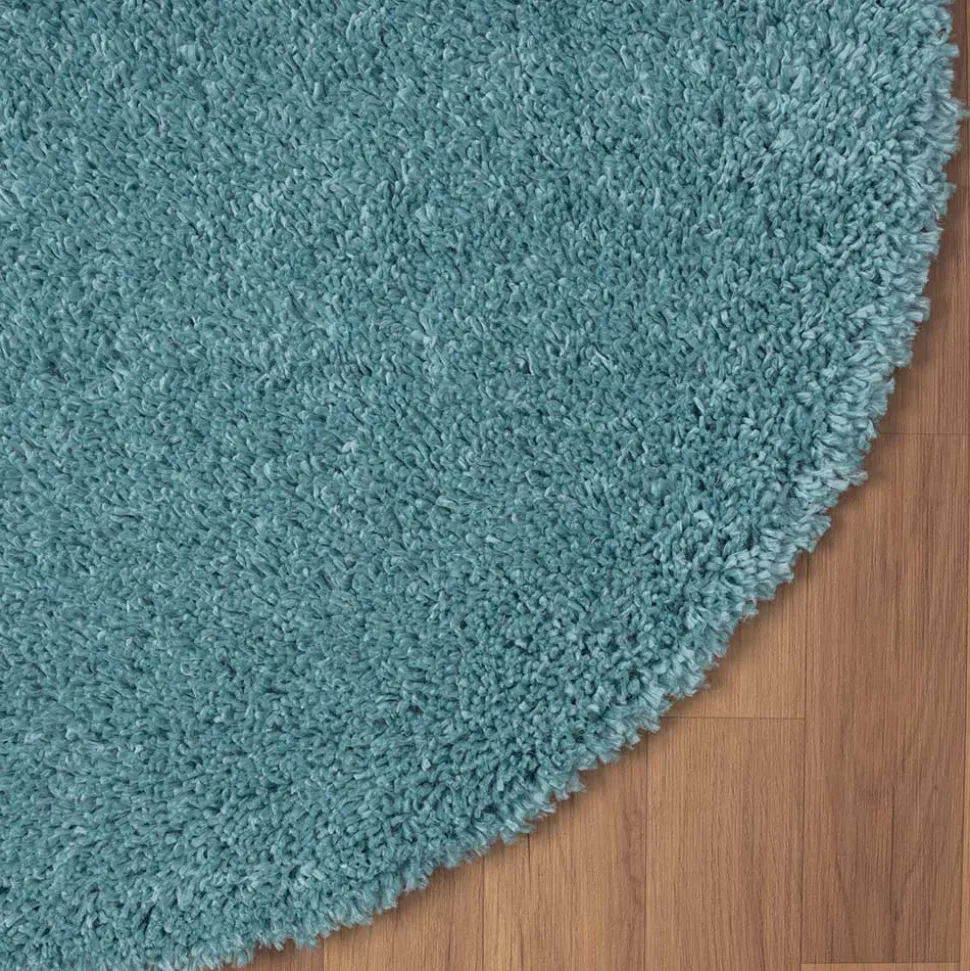 Hellblauer Hochflor Teppich Kairawan
