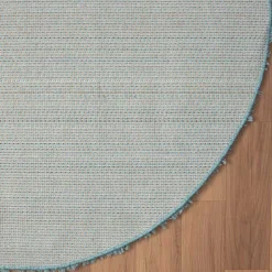 Hellblauer Hochflor Teppich Kairawan