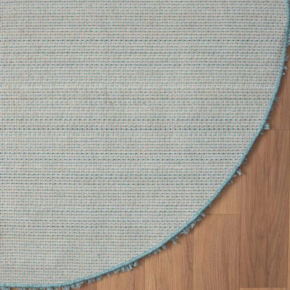 Hellblauer Hochflor Teppich Kairawan