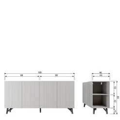 Hellgraues Sideboard Bosso