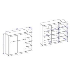 Highboard mit offenen Fächern Prismo