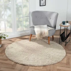 Hochflor Teppich Beige Rondma
