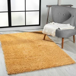 Hochflor Teppich Goldgelb Sesedra