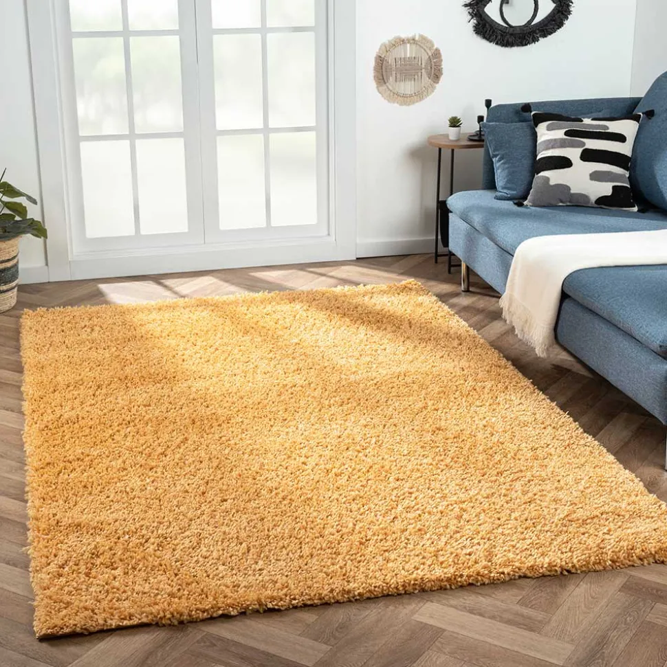 Hochflor Teppich Goldgelb Sesedra