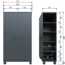 Holz Kleiderschrank Chalina
