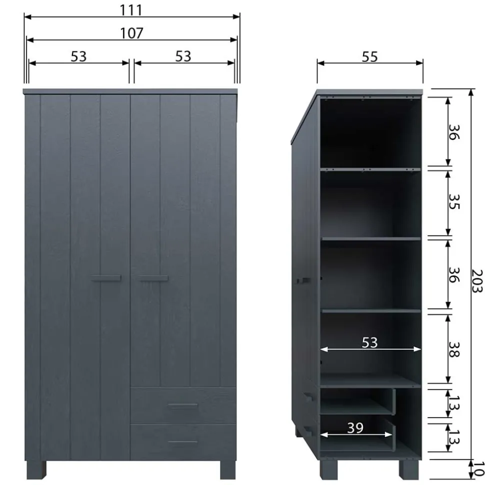 Holz Kleiderschrank Chalina