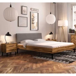 Holzbett mit Polster Kopfteil Yalley