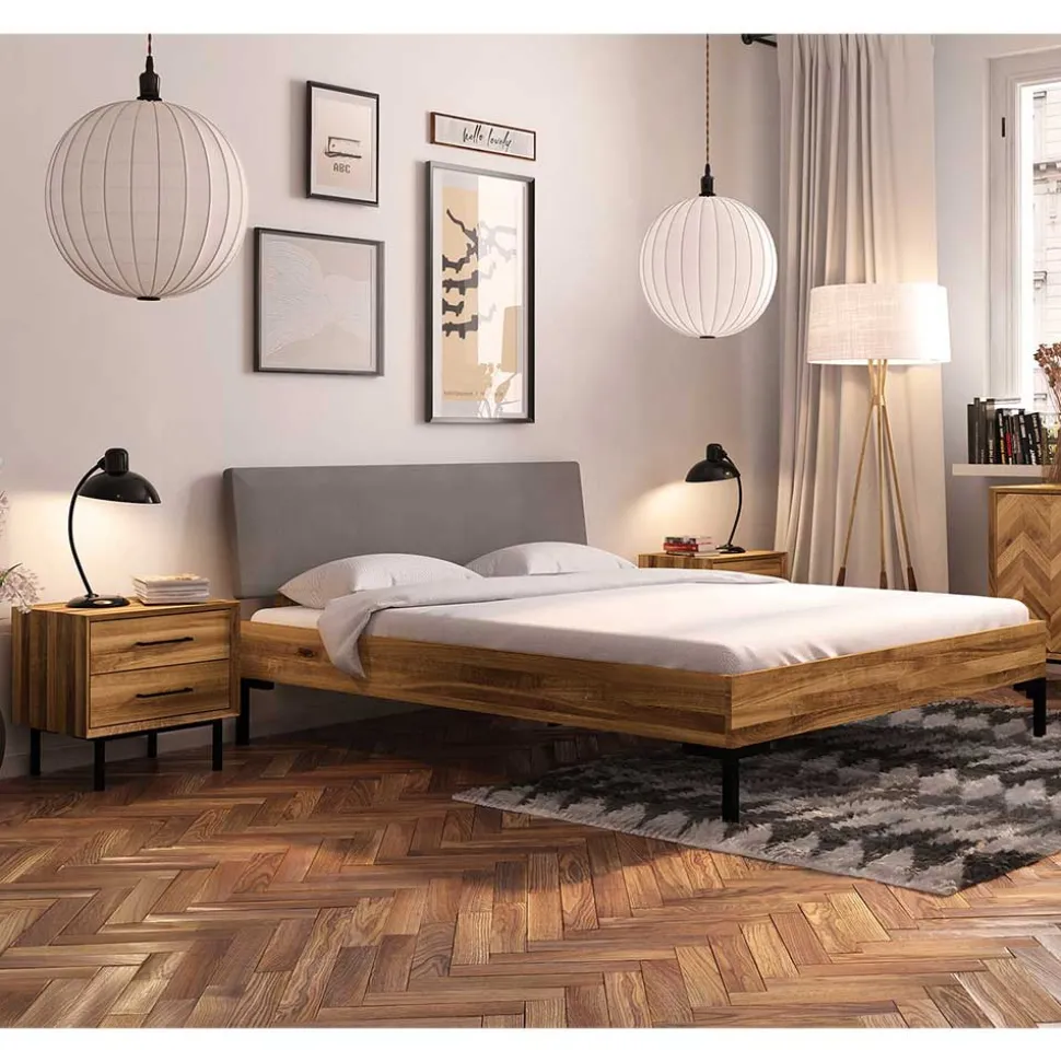 Holzbett mit Polster Kopfteil Yalley