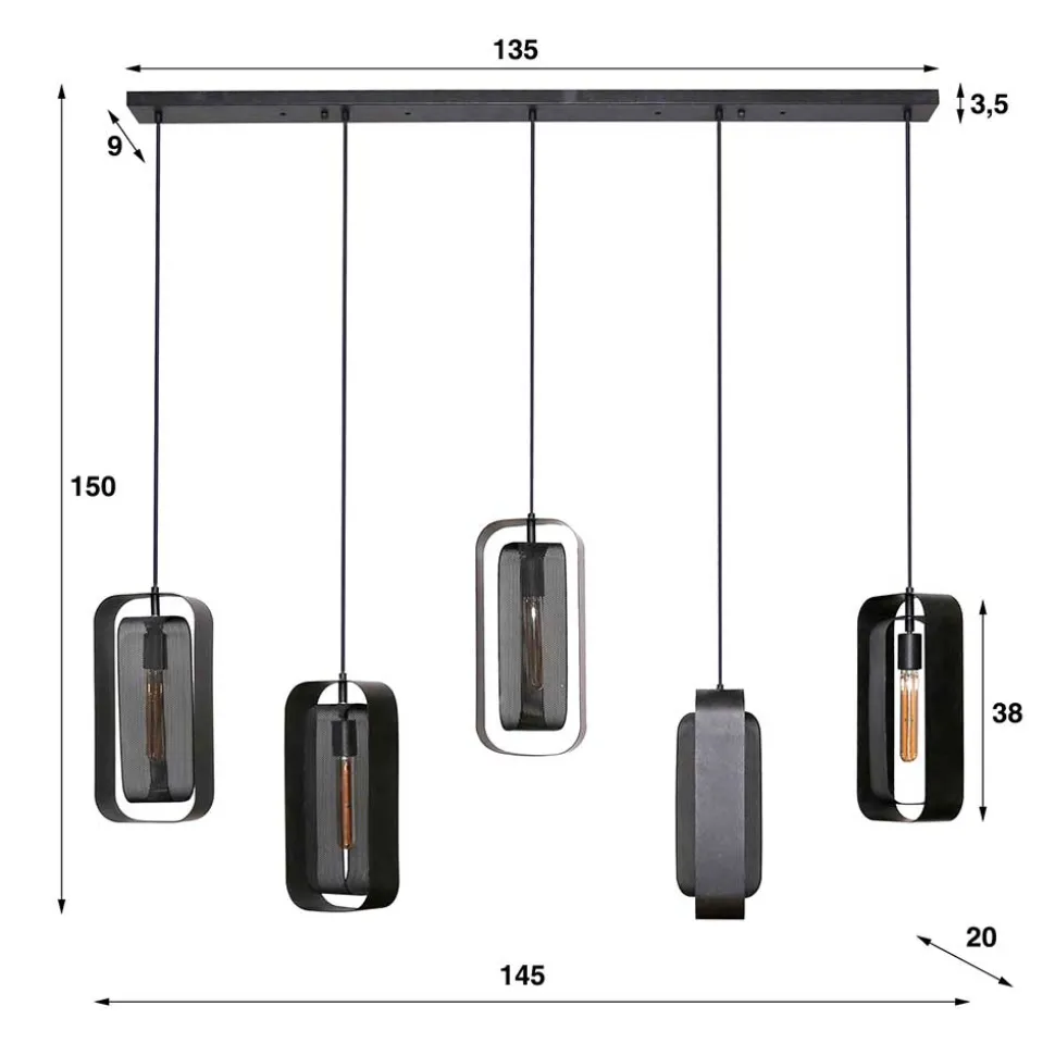 Industriestil Hängelampe Udom