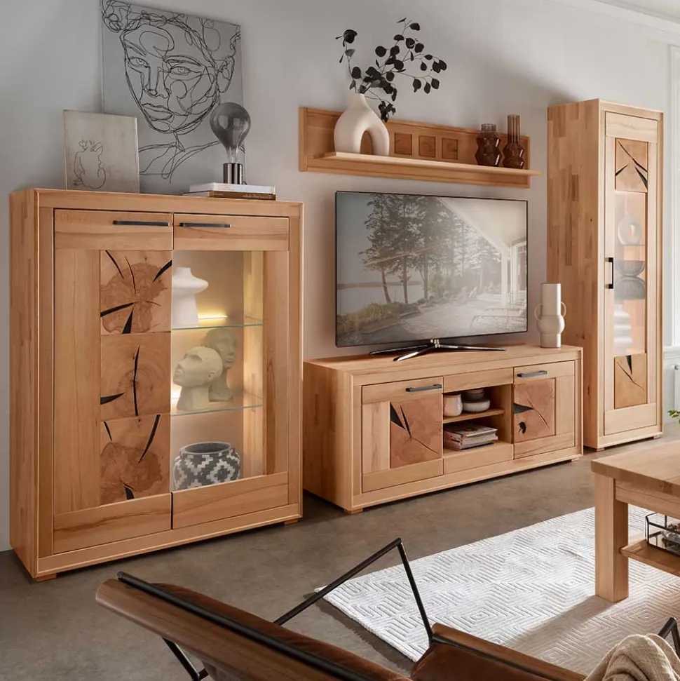 Kernbuche TV Wohnwand Olmedo
