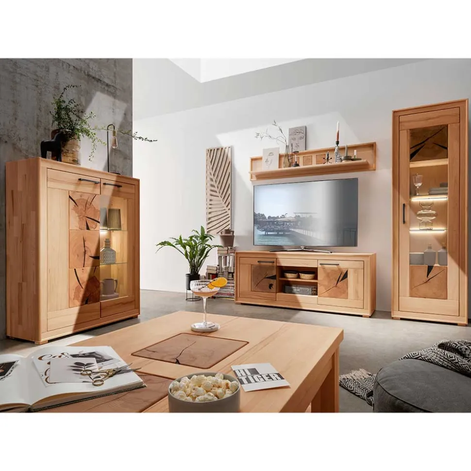 Kernbuche TV Wohnwand Olmedo